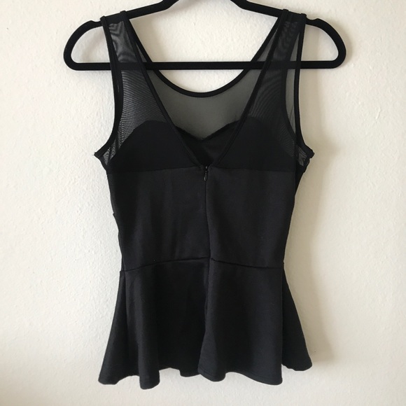 Black Mesh Flare Top - Picture 3 of 5
